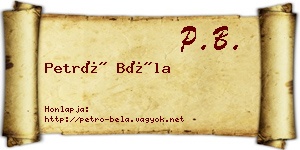 Petró Béla névjegykártya